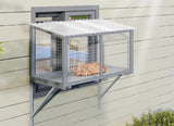 43.31” Wall-Mounted Outdoor Catio Cat Window Enclosure with Weatherproof Roof – Gray