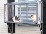 43.31” Wall-Mounted Outdoor Catio Cat Window Enclosure with Weatherproof Roof – Gray