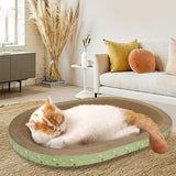 Cat Scratcher Bed for Indoor,Extra Thick Durables Oval Kitty Cardboard Scratch Pad Bowl Kittens Corrugated Board Pet Beds&Furniture - 16.9 inch