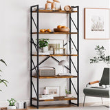 61.8” Industrial 5-Tier Bookshelf with Rustic Wood Shelves & Black Metal Frame – 23.6” Wide