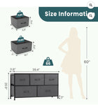 5 Drawer Chest Organizer with Fabric Bins, Tall Steel Frame Dresser Rustic Brown, Grey, Black, White