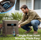 125 ft Heavy Duty Metal Garden Hose Reel Box with Hand Crank & 5/8” Hose Capacity