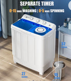 28 LB Portable Twin Tub Washing Machine with Spin Dryer, Built-In Pump & Drain Hose