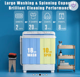 28 LB Portable Twin Tub Washing Machine with Spin Dryer, Built-In Pump & Drain Hose