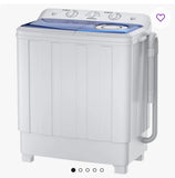 28 LB Portable Twin Tub Washing Machine with Spin Dryer, Built-In Pump & Drain Hose