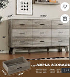 59.06” Gray 9-Drawer Dresser with Modern Wood-Look Finish – Minor Chipped Corners