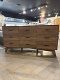 59.06” Gray 9-Drawer Dresser with Modern Wood-Look Finish – Minor Chipped Corners