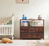 55 Inch TV Stand with 5 Drawer Storage Dresser, Black Steel Frame Cabinet