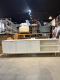 70.8” White Fluted TV Stand Media Console with Gold Legs & Storage Cabinet