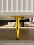 70.8” White Fluted TV Stand Media Console with Gold Legs & Storage Cabinet