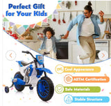 42” 12V Kids Electric Dirt Bike Ride-On Motorcycle with Training Wheels – Blue