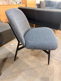 Modern Blue & White Upholstered Accent Lounge Chair with Black Metal Legs Armless Side Chair