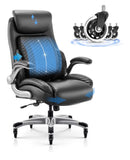High Back Ergonomic Executive Office Chair with Lumbar Support Headrest Flip Arms Black