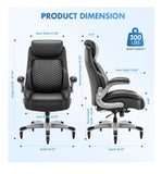 High Back Ergonomic Executive Office Chair with Lumbar Support Headrest Flip Arms Black