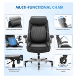 High Back Ergonomic Executive Office Chair with Lumbar Support Headrest Flip Arms Black