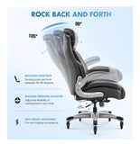 High Back Ergonomic Executive Office Chair with Lumbar Support Headrest Flip Arms Black