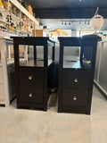 Set of 2 Narrow Espresso End Tables with Charging Station, 2 Drawers, USB Ports & Outlets