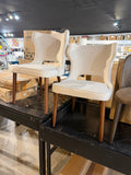 Upholstered Dining Chairs Set of 2 Beige Fabric Wood Legs Modern Accent Chairs
