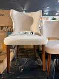 Upholstered Dining Chairs Set of 2 Beige Fabric Wood Legs Modern Accent Chairs