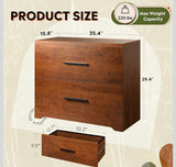 2 Drawer Wood Lateral File Cabinet Walnut Finish Home Office Storage Anti-Tilt Design