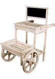 Alpine Wooden 2-Tier Plant Display Stand w/ Chalkboard & Wheels, 34” Tall – Off White – Assembled