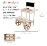 Alpine Wooden 2-Tier Plant Display Stand w/ Chalkboard & Wheels, 34” Tall – Off White – Assembled
