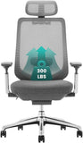 Gray - High Back Ergonomic Executive Office Chair with Lumbar Support Headrest Flip Arms