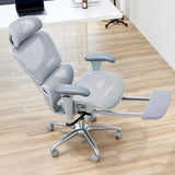 Ergonomic Mesh Office Chair with Footrest 3D Arms Adjustable Headrest- Gray