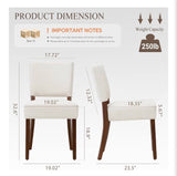 Mid Century Modern Dining Chairs Set of 2 Upholstered Beige Kitchen Dining Room Chairs Wood Legs