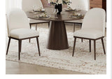 Upholstered Dining Chairs Set of 2 Beige Fabric Kitchen Dining Room Chairs Curved Back Wood Legs
