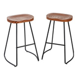 Industrial Bar Stool 30 Inch Counter Height Stool Wood Seat Metal Frame Rustic Brown
