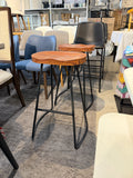 Industrial Bar Stool 30 Inch Counter Height Stool Wood Seat Metal Frame Rustic Brown