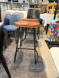 Industrial Bar Stool 30 Inch Counter Height Stool Wood Seat Metal Frame Rustic Brown