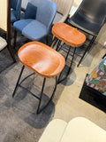 Industrial Bar Stool 30 Inch Counter Height Stool Wood Seat Metal Frame Rustic Brown