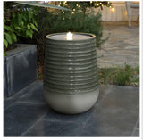 20 Inch Outdoor Water Fountain with LED Light Modern Bubbling Garden Fountain