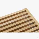 Sloat Oak Slatted Coffee Table – Vintage-Modern Convertible Bench & Storage Shelf, 40″ Round, Mid-Century Accent
