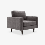 Fernish Hewitt Chair – Mid-Century Boxy Accent Chair in Smoke Gray Fabric, 36″
