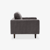 Fernish Hewitt Chair – Mid-Century Boxy Accent Chair in Smoke Gray Fabric, 36″