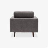 Fernish Hewitt Chair – Mid-Century Boxy Accent Chair in Smoke Gray Fabric, 36″