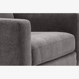 Fernish Hewitt Chair – Mid-Century Boxy Accent Chair in Smoke Gray Fabric, 36″