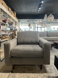 Fernish Hewitt Chair – Mid-Century Boxy Accent Chair in Smoke Gray Fabric, 36″