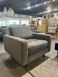 Fernish Hewitt Chair – Mid-Century Boxy Accent Chair in Smoke Gray Fabric, 36″