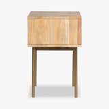 Liza One Drawer Nightstand – Natural Mango Wood & Cane, Brass Legs, Compact 18″