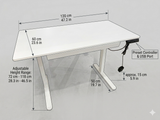 43” by 24” - Electric Standing Desk Adjustable Height Sit Stand Office- white