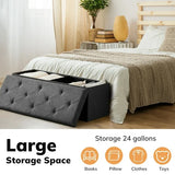 43” Folding Storage Ottoman Bench End of Bed Storage Seat