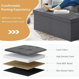 43” Folding Storage Ottoman Bench End of Bed Storage Seat