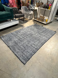 Modern 4’9” x 7’9” Navy & Ivory Striped Wool-Cotton Rug – Striation Pattern