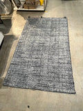 Modern 4’9” x 7’9” Navy & Ivory Striped Wool-Cotton Rug – Striation Pattern