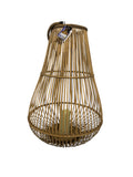 Bamboo Outdoor Lantern with Light Brown Finish and LED Candle for Patio & Garden Decor, 33in Tall