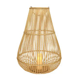 Bamboo Outdoor Lantern with Light Brown Finish and LED Candle for Patio & Garden Decor, 33in Tall
